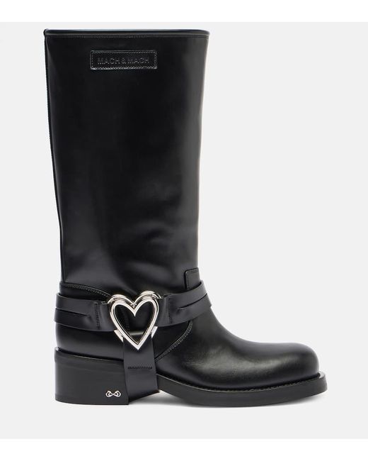 Bottines Double Heart En Cuir Mach & Mach en coloris Black