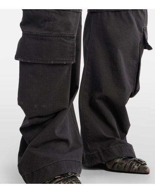 Acne Black Cotton Barrel-Leg Cargo Pants