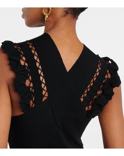 Ulla Johnson Black Fiora Ribbed-Knit Midi Dress