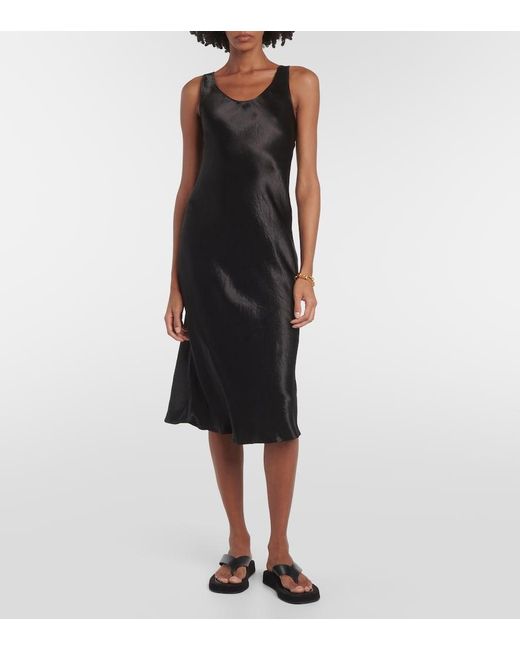 Max Mara Black Talete Satin Midi Dress