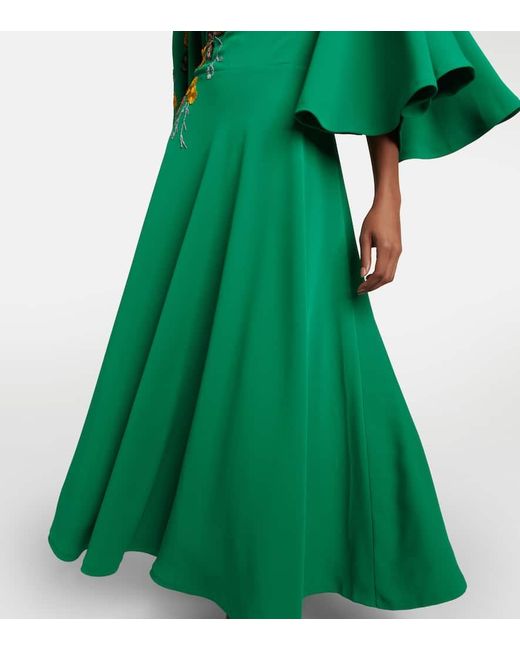 Abito Lungo Zinnia Con Ricami E Mantella di Costarellos in Green