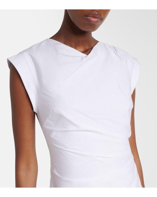Veronica Beard White Lisette Cotton-Blend Midi Dress