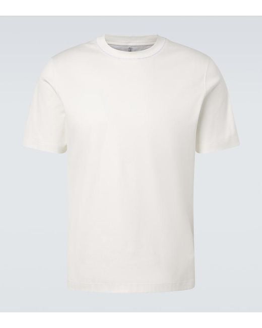 Brunello Cucinelli White Cotton Jersey T-Shirt for men