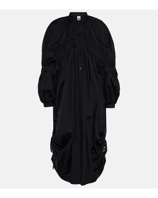 Vestido midi de algodon drapeado Noir Kei Ninomiya de color Black