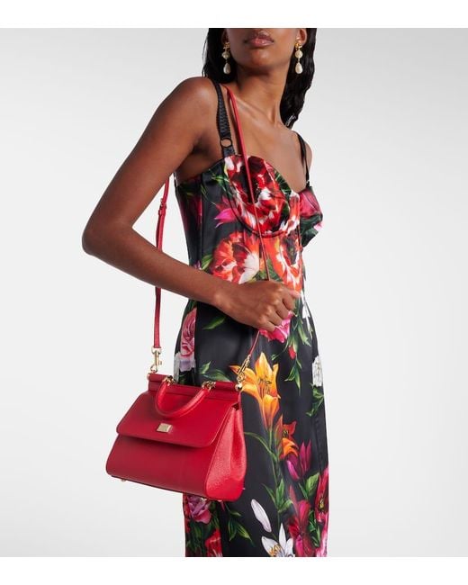 Dolce & Gabbana Red Tote Bag Sicily Small Aus Leder