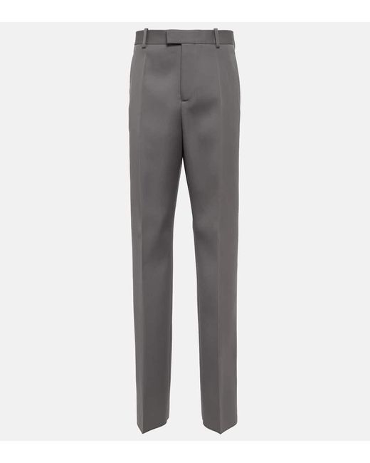 Pantalones rectos de lana de tiro alto Bottega Veneta de color Gray