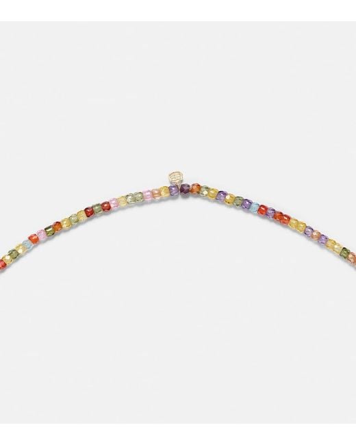 Sydney Evan Natural 14Kt Beaded Charm Necklace With Zircon