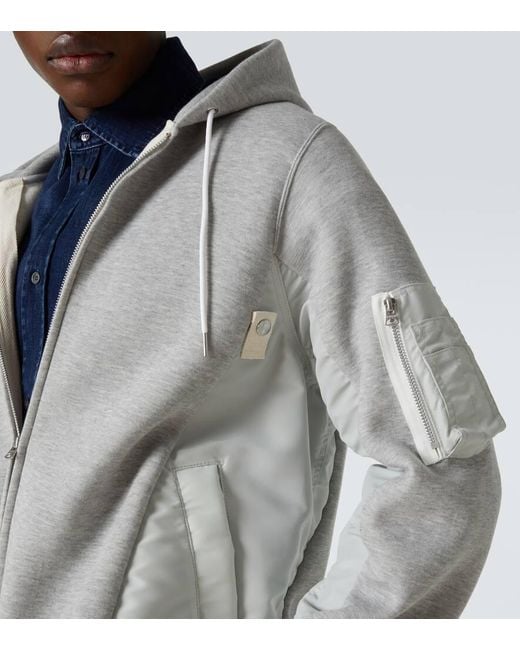 Sudadera Con Capucha De Jersey De Algodon Sacai de hombre de color Gray