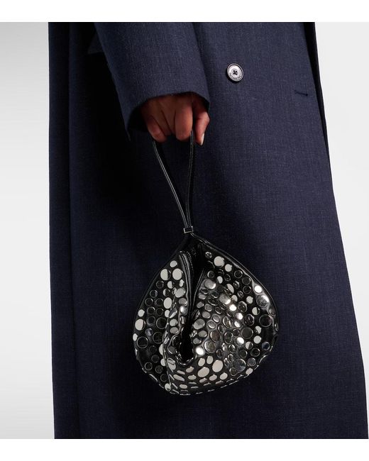 Staud Black Demy Small Studded Leather Shoulder Bag