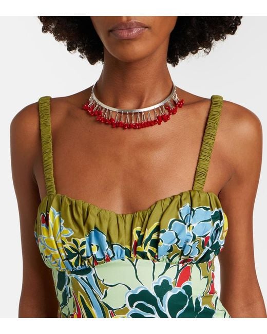 ALÉMAIS Green Solstice Floral Cotton Midi Dress