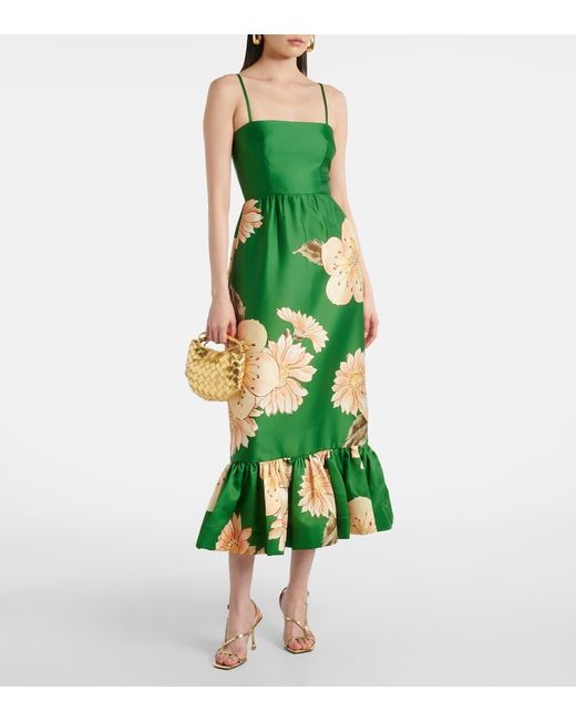 Abito Midi Sage Con Stampa Floreale di ALÉMAIS in Green
