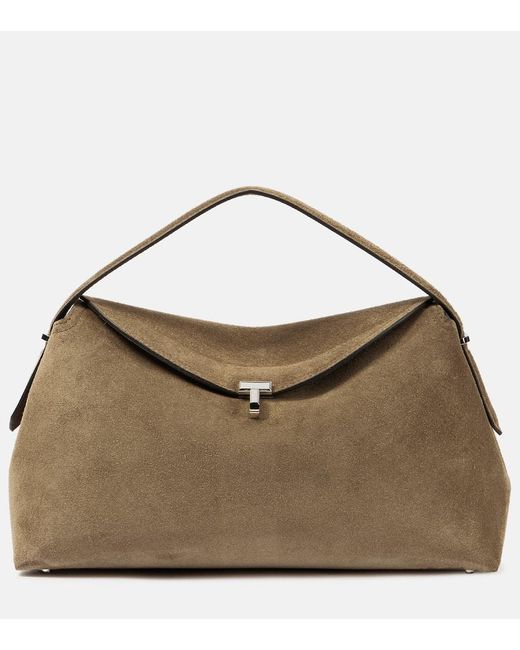 Totême  Brown Tote T-Lock Aus Veloursleder