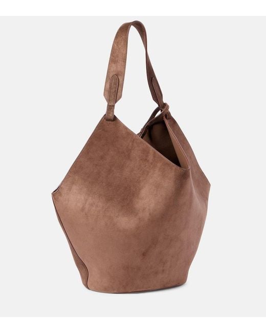Khaite Brown Tote Lotus Medium Aus Veloursleder
