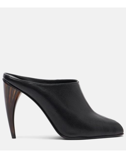 McQueen Black Leather Mules