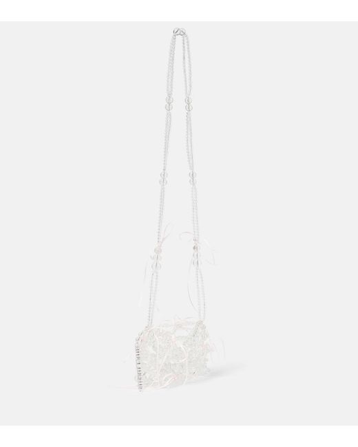 SUSAN FANG White Bow-Detailed Beaded Shoulder Bag