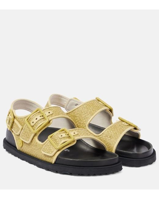 Birkenstock Green Milano Luxe Raffia Sandals