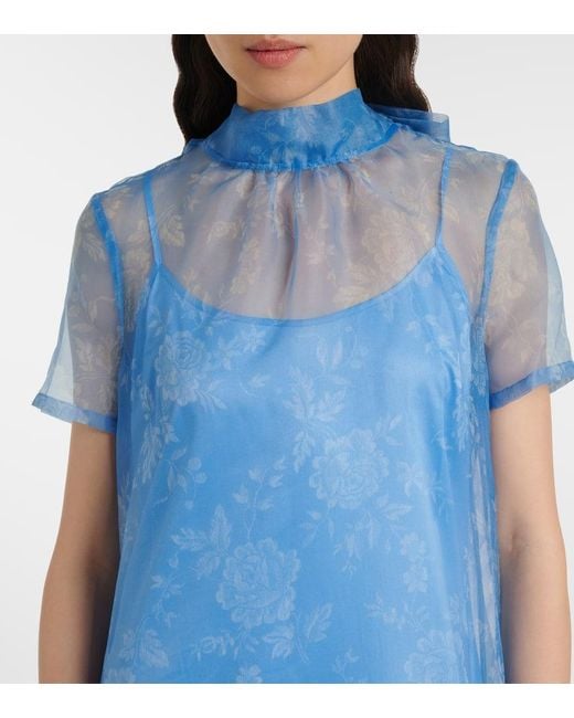 Staud Blue Calluna Floral Layered Dress