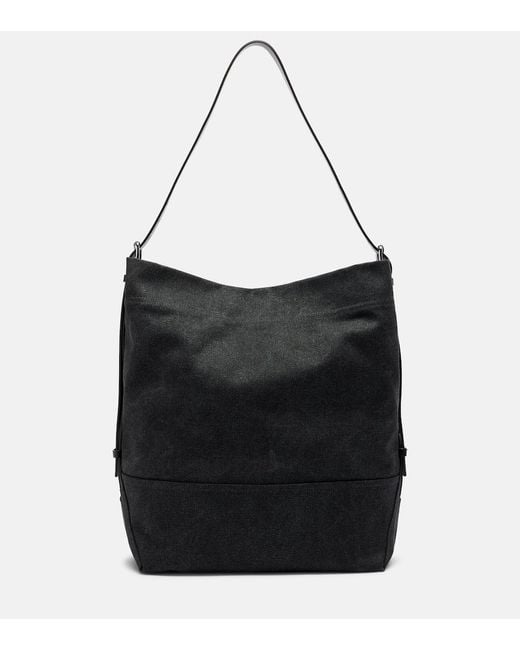 Lemaire Black Belted Leather-Trimmed Canvas Tote Bag