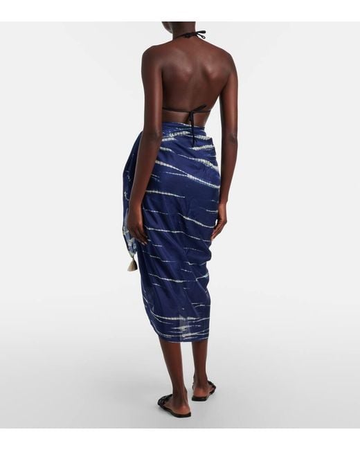 Pareo Tie & Dye En Soie Anna Kosturova en coloris Blue