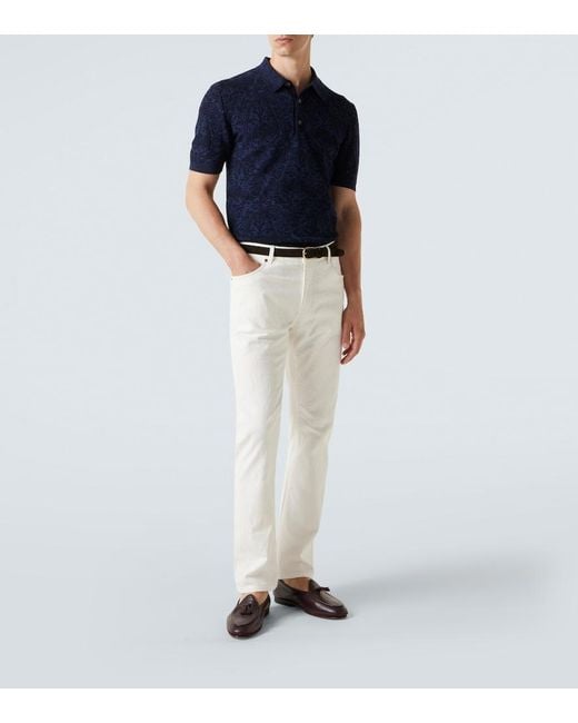Etro White Pegaso Low-Rise Straight Jeans for men