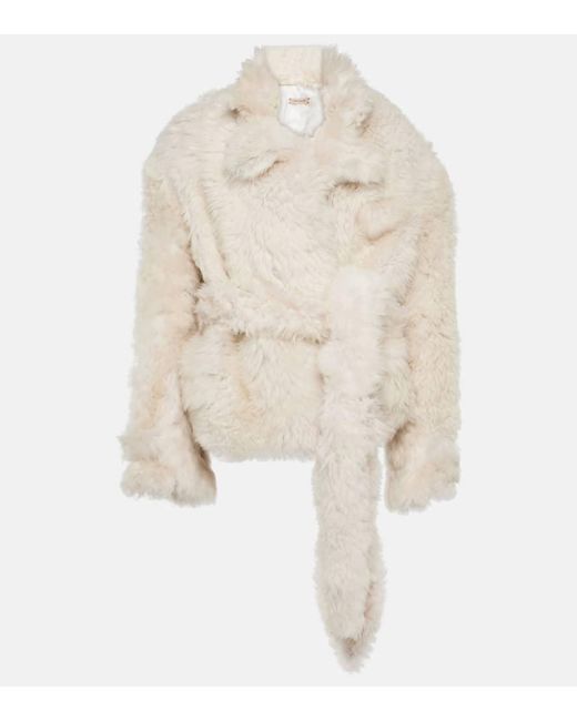 The Mannei White Oversize-Jacke Rioni aus Shearling