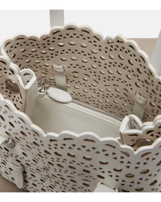 Alaïa White Mina 20 Vienne Leather Top-Handle Bag