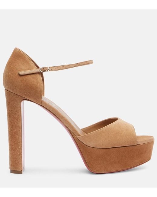 Christian Louboutin Brown Sandaloo 130 Suede Platform Sandals