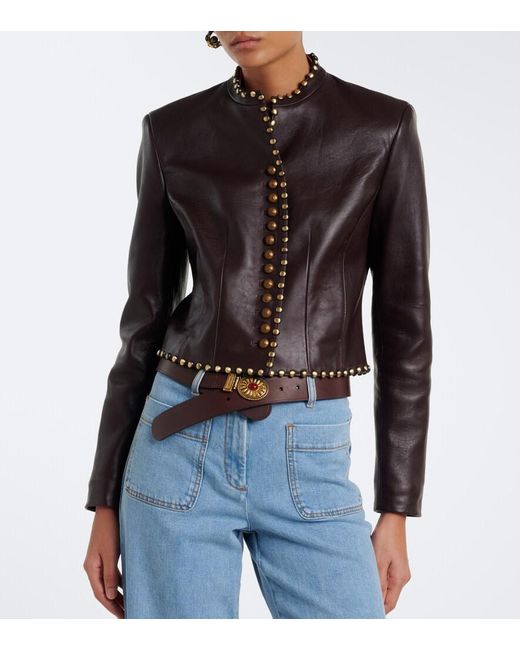 Etro Black Studded Leather Jacket