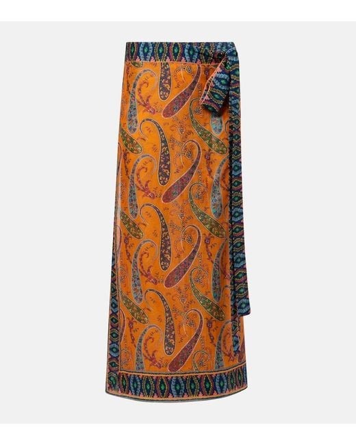 Etro Orange Paisley Cotton Beach Cover-Up