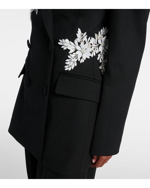Rebecca Vallance Black Danna Floral-Applique Blazer