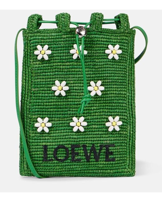 Loewe Green Paula's Ibiza Flowers Pouch With Strap