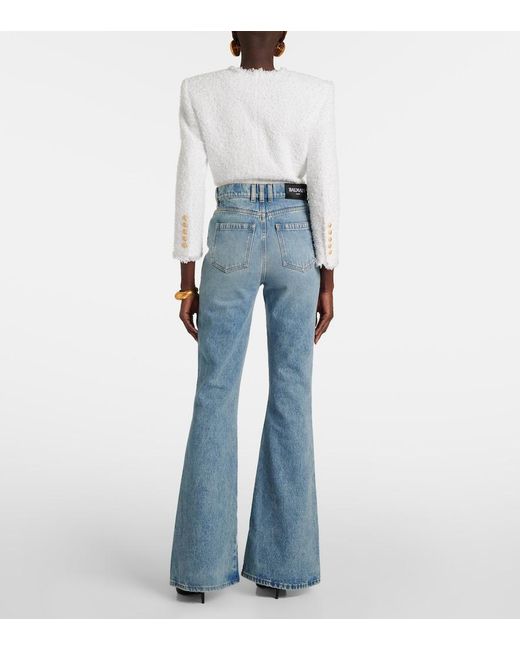Balmain Blue High-Waisted Flared Jeans