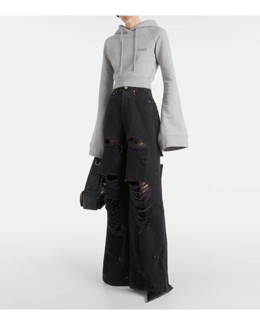 Vetements Gray Cropped-Hoodie Aus Jersey