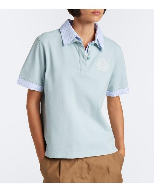 Acne Blue Layered Cotton-Blend Pique Polo Shirt