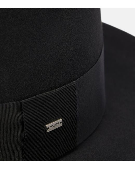 Chapeau en feutre de laine Saint Laurent en coloris Black