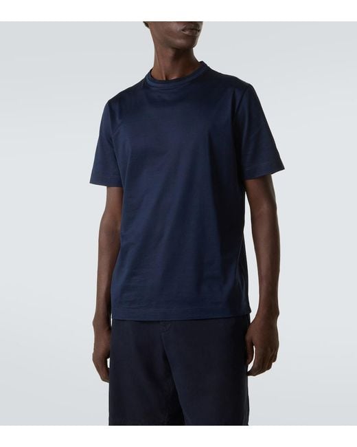 Canali Blue Cotton Lisle T-Shirt for men
