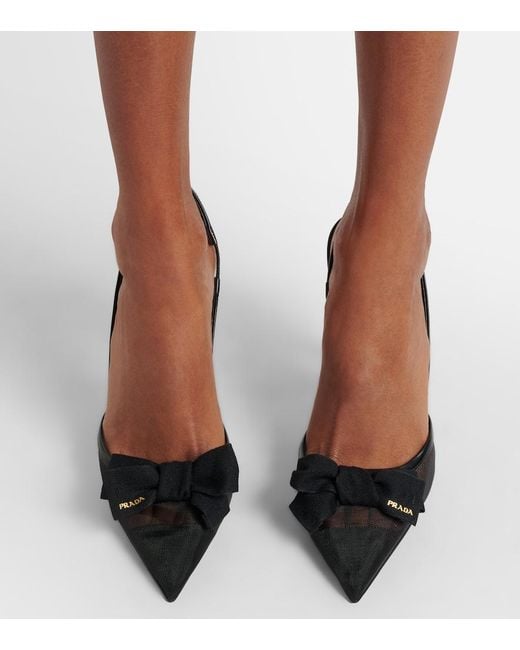 Prada Black Slingback-Pumps 100 Aus Mesh Mit Leder