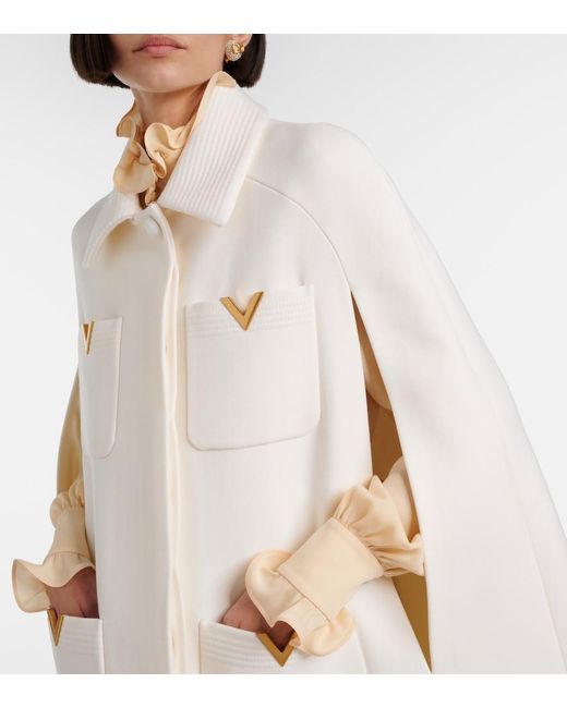 Valentino White Vgold Wool Cape