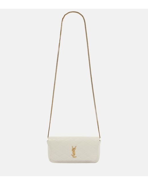 Saint Laurent White Gaby Quilted Leather Phone Pouch
