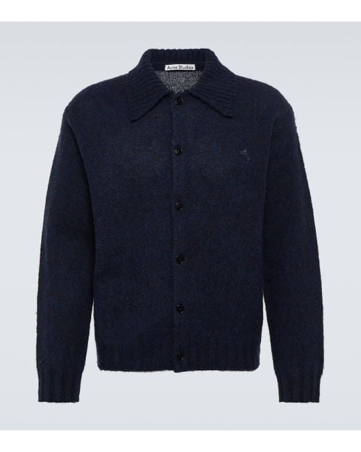 Acne Blue Wool Cardigan for men
