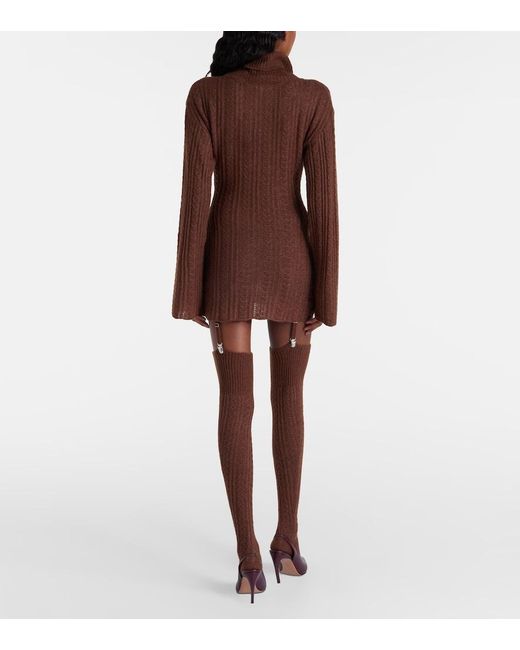 AYA MUSE Brown Cable-Knit Minidress And Tights Set