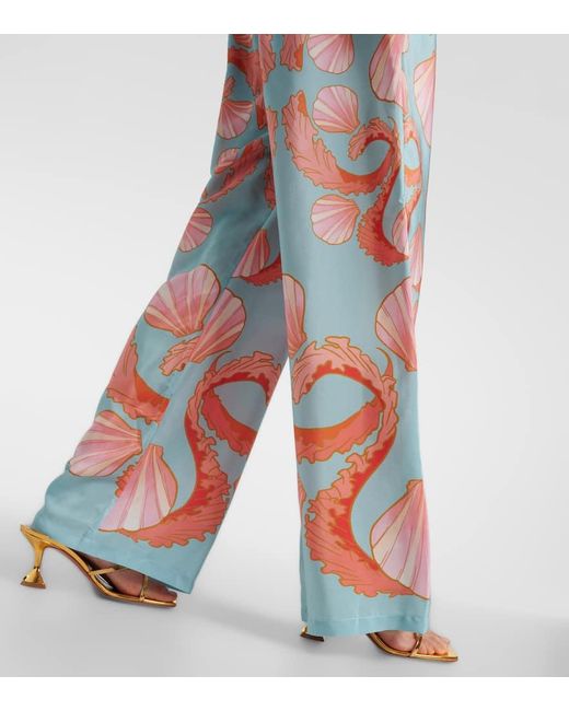 Adriana Degreas Multicolor Weite High-Rise-Hose Aus Seide