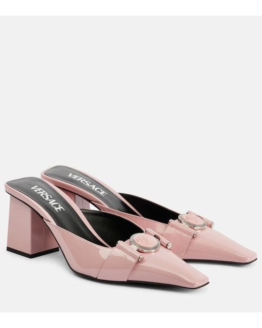 Versace Pink Medusa Patent Leather Mules