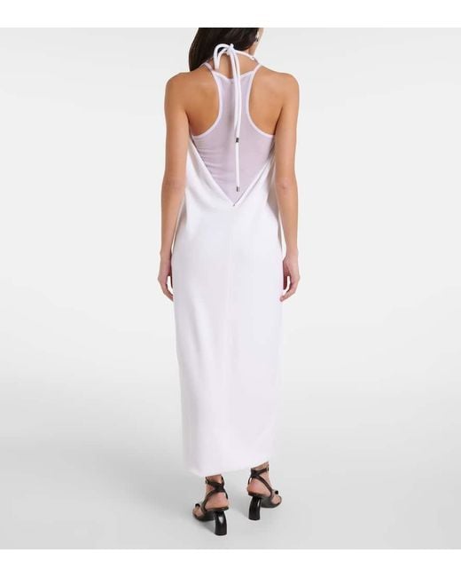 Sportmax White Alceste Draped Halterneck Maxi Dress