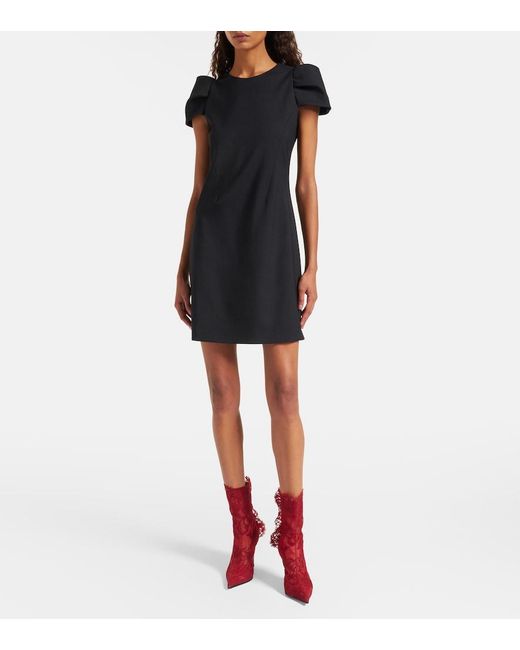 McQueen Black Mini Dress In Wool