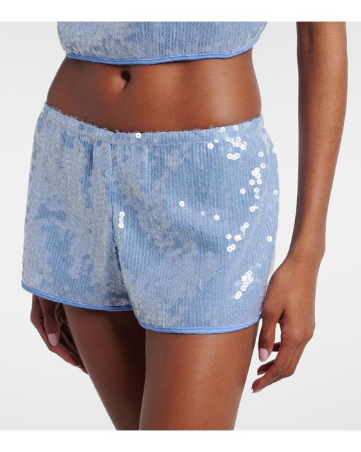 Oseree Blue Sequined Shorts
