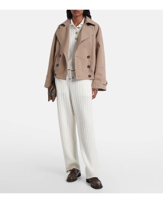 Brunello Cucinelli White Weite Hose Aus Kaschmir