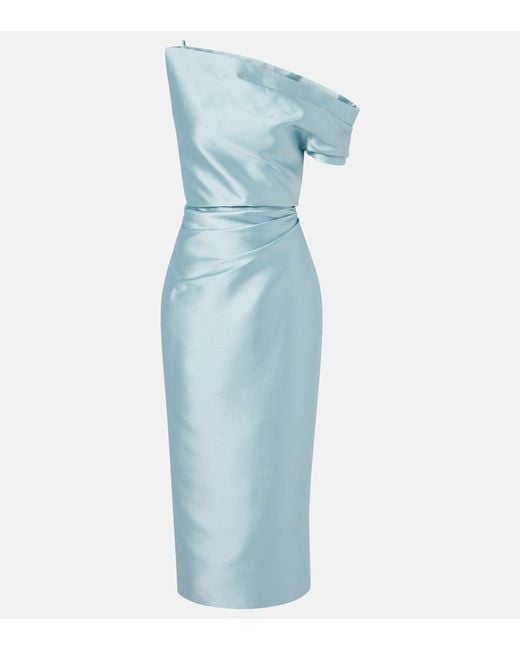 Solace London Blue Ellison Satin Cocktail Dress