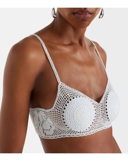 Magda Butrym White Crochet Cotton Bra