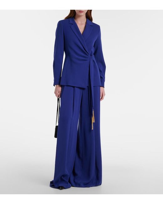 Max Mara Blue Elegante Skipper Cady Wrap Blazer
